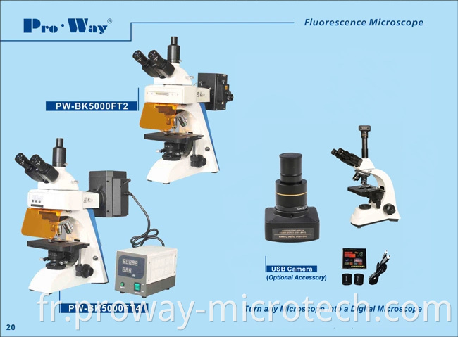 Microscope biologique de fluorescence professionnelle (PW-BK5000ft)